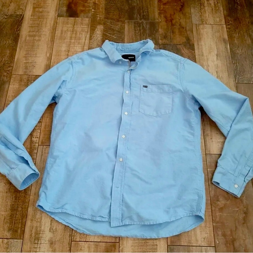 Hurley Dress Classic Fit Shirt Mens XL Blue Long Sleeve Button Up Skate